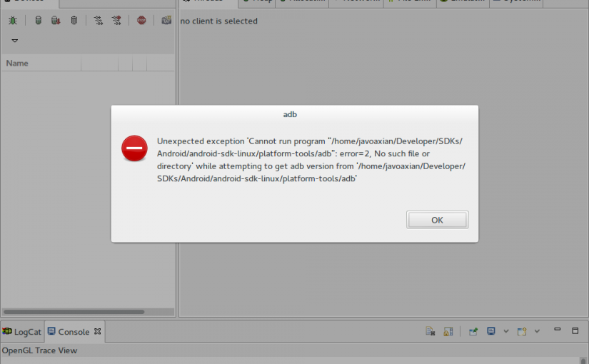 Error al abrir Android Device Monitor y ejecutar adb en Debian/Ubuntu